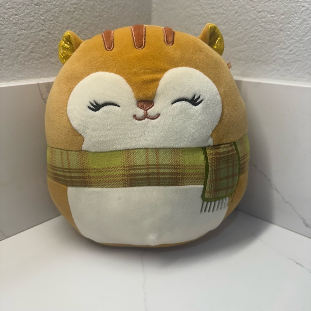 Squishmallows 7.5"  Erin the Squirrel with Plaid Scarf Fall Stuffed Toy Animal
